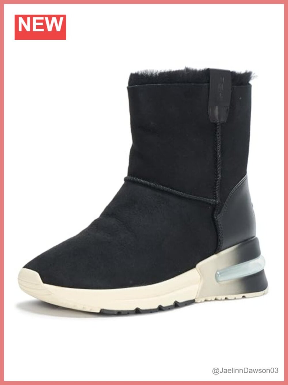 Sporty Shearling Lined Calf Suede Ankle Bootie Insulated Rubber Sole